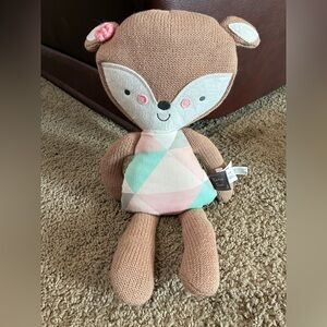 Lolli Living Fiona Deer Rattle Plush Cotton Knit Stuffed Animal Doll Toy 14"